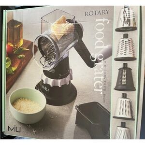 Miu Rotary Food Grater - Black and Silver. 5 drum.